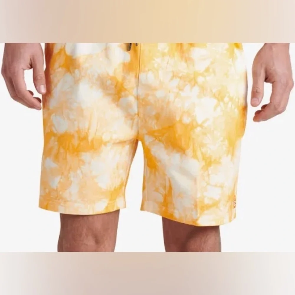 Junk Food Clothing Orange/yellow & White Tie-Dyed Festival Shorts Color Zinnia